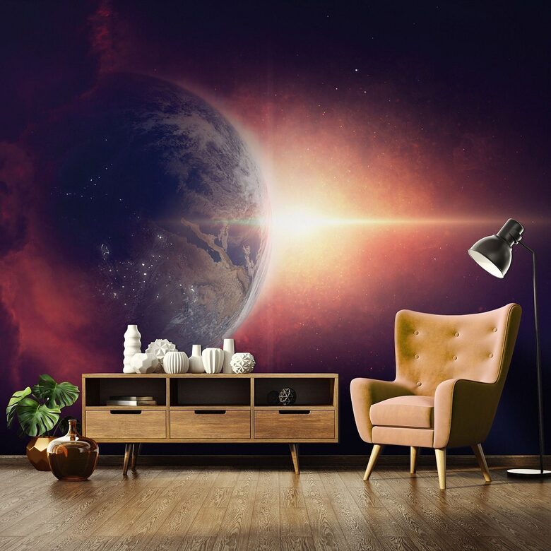 Fototapete: Zeme ar Spēcīgu Saules Uzliesmojumus