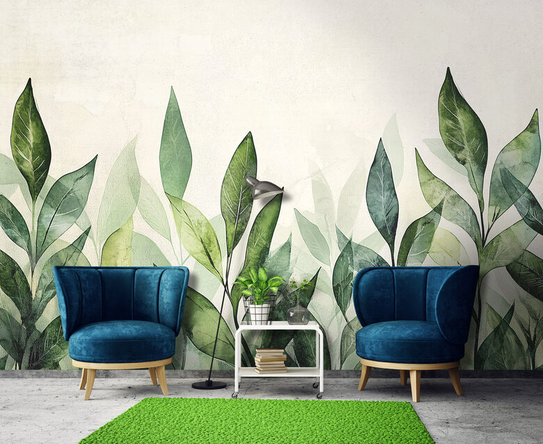 Fototapete: Zaļas Lapas Akvarelī 