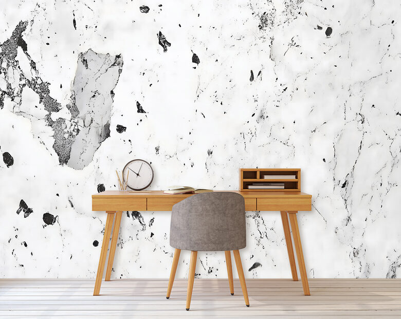 Wall Mural: White Marble with Black Veins 