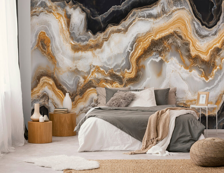 Fototapete: Melns Marmors Ar Zeltu