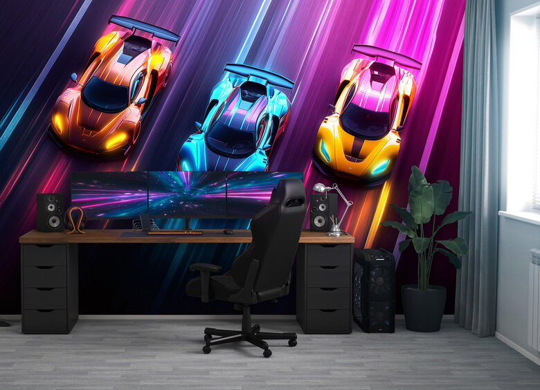 Fototapete: Neona Sacīkšu Auto 