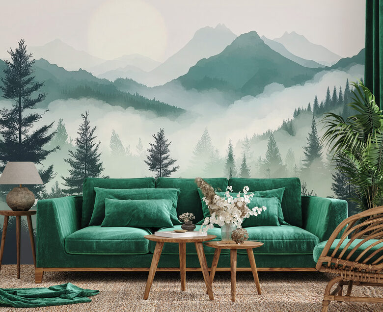 Фотообои: Туманный Горный Пейзаж 