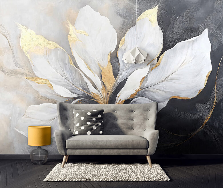 Fototapete: Abstrakti Balti Ziedi