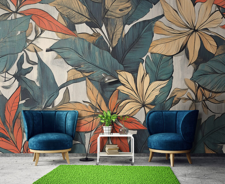 Fototapete: Abstrakti Tropu Lapu Raksti 