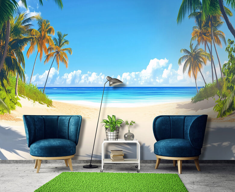 Фотообои: Тропическое Побережье с Пальмами