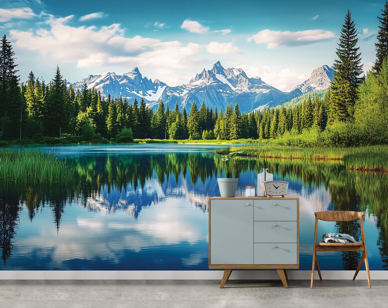 Fototapete: Kalnu Ainava ar Ezeru 