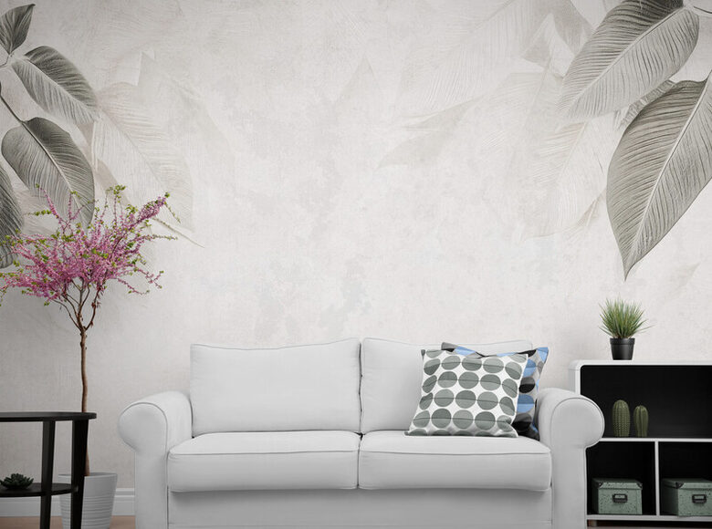 Fototapete: Lapas Pelēkā Zīmējuma Stilā 