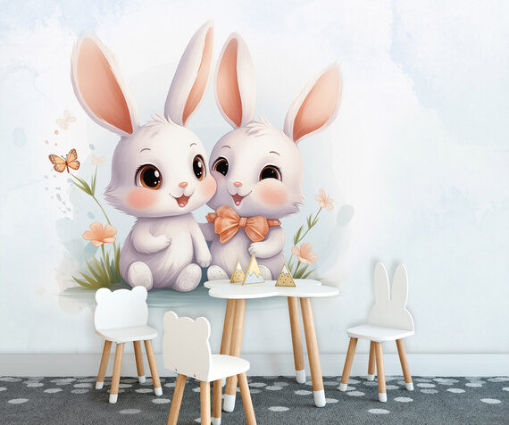 Fototapete: Akvareļa Trušu Mazuļi 