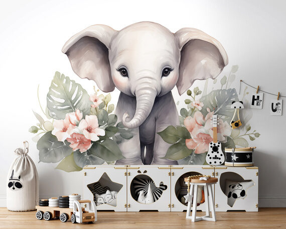 Fototapete: Akvareļa Ziloņu Mazulis 