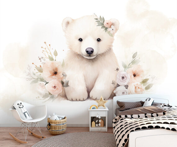 Fototapete: Akvareļa Polārlāča Mazulis 