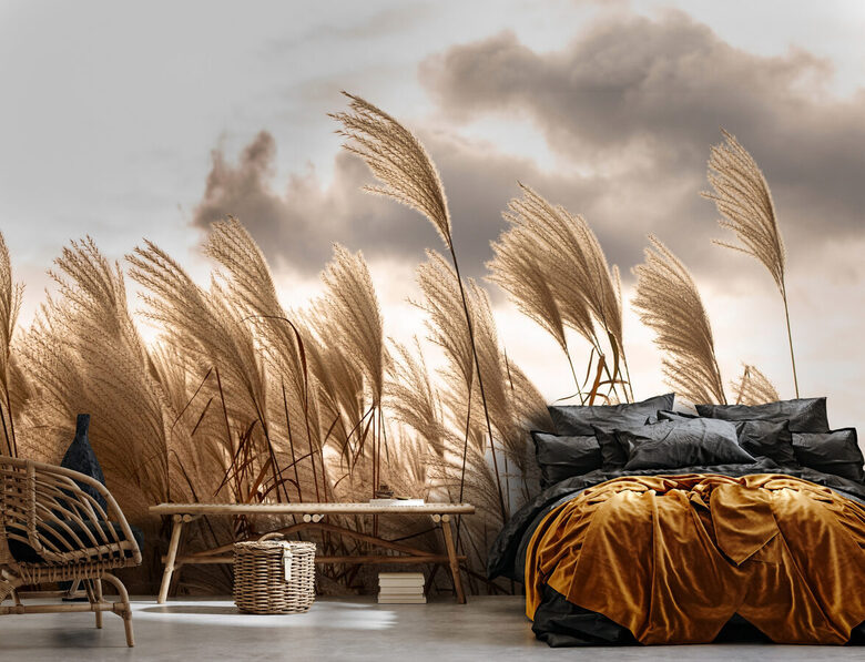 Wall Mural: Pampas Grass at Autumn Sunset