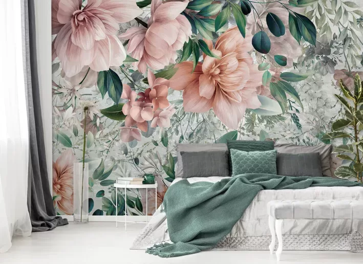 Wall Mural: Dahlias and Peonies