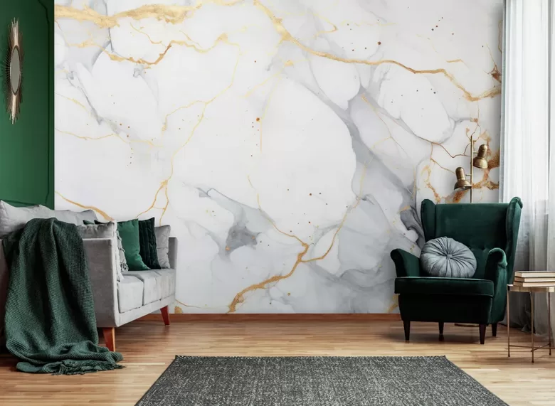 Fototapete: Balts Akvareļu Marmors 