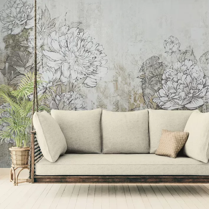 Фотообои: Стилизованный Рисунок Пионов