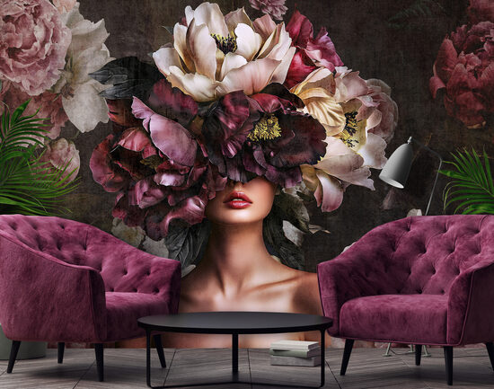 Fototapete - sieviete ziedos (Kods:15525)