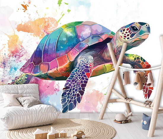 Fototapete - Krāsainais akvareļa bruņurupucis (Kods:15559)