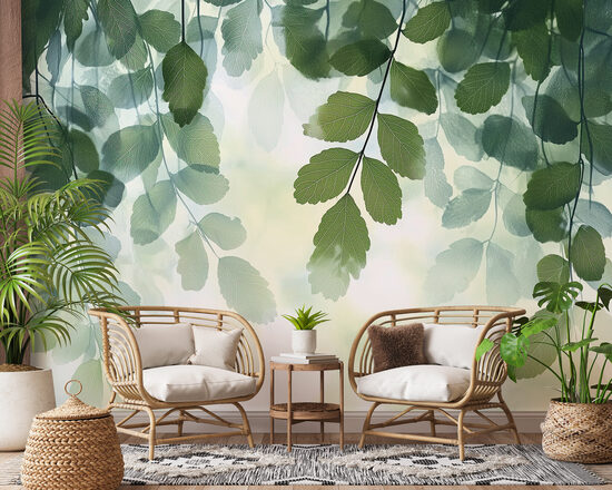 Fototapete - Zaļo lapu kaskāde (Kods:15591)