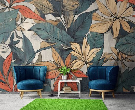 Fototapete - Tropiskais lapu raksts (Кods:15602)