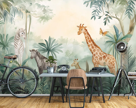 Fototapete bērniem - Džungļu dzīvnieki (Kods:15637)
