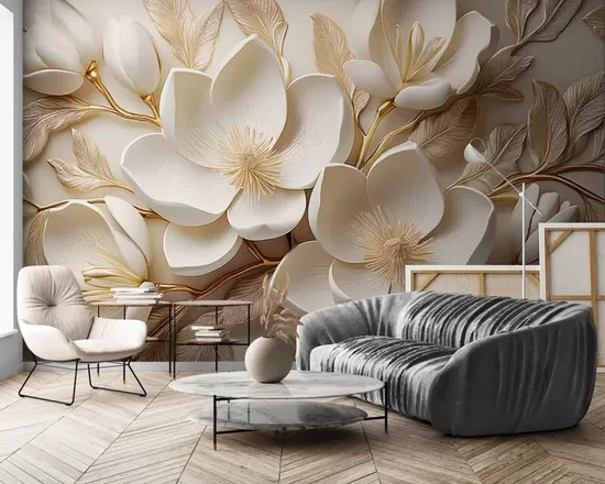 Fototapete: Zeltītā magnoliju elegance