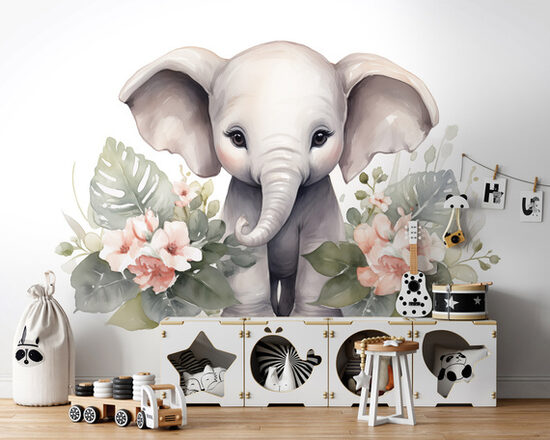 Fototapete: Akvareļa Ziloņu Mazulis 