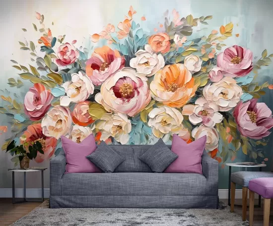 Fototapete: Ziedi Eļļas Krāsu Stilā