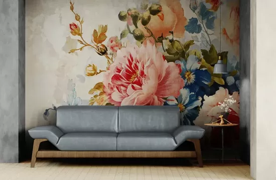 Fototapete: Vintage Ziedu Buķete Ar Peoniju 