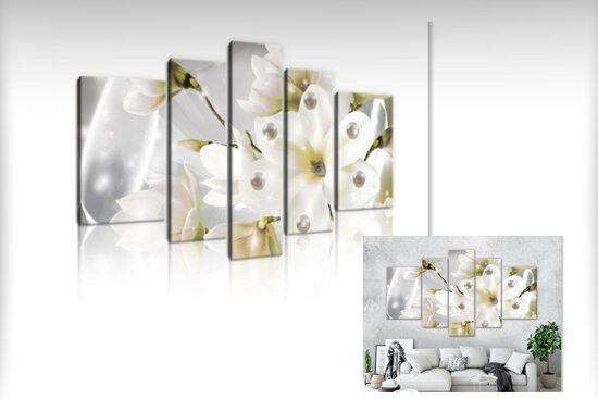 Kanvas Komplekts: Magnolijas ar Pērlēm