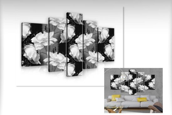 Kanvas Komplekts: Melnbaltas Rozes