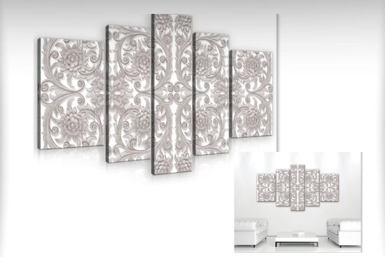 Kanvas Komplekts: Ziedu Vītņu Reljefs